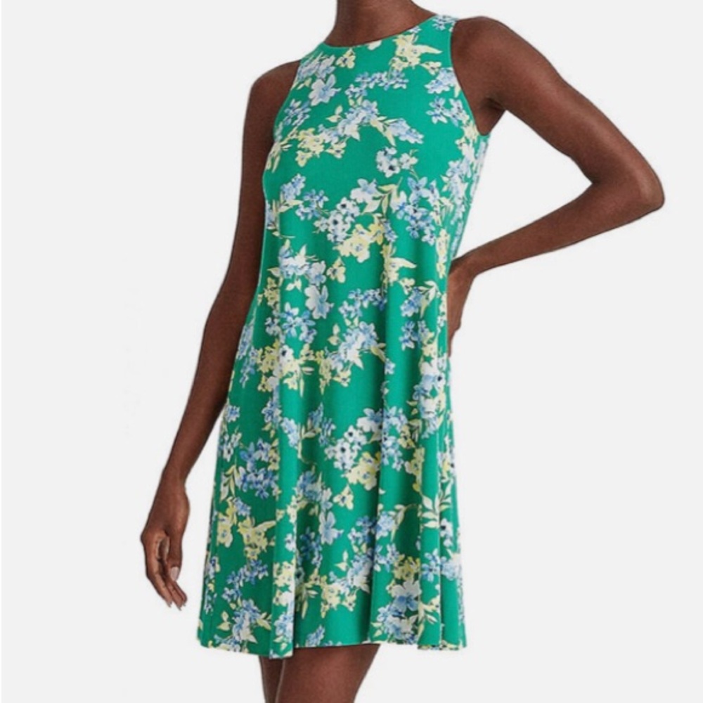 Lauren Ralph Lauren Green Floral Shift Dress size 6P